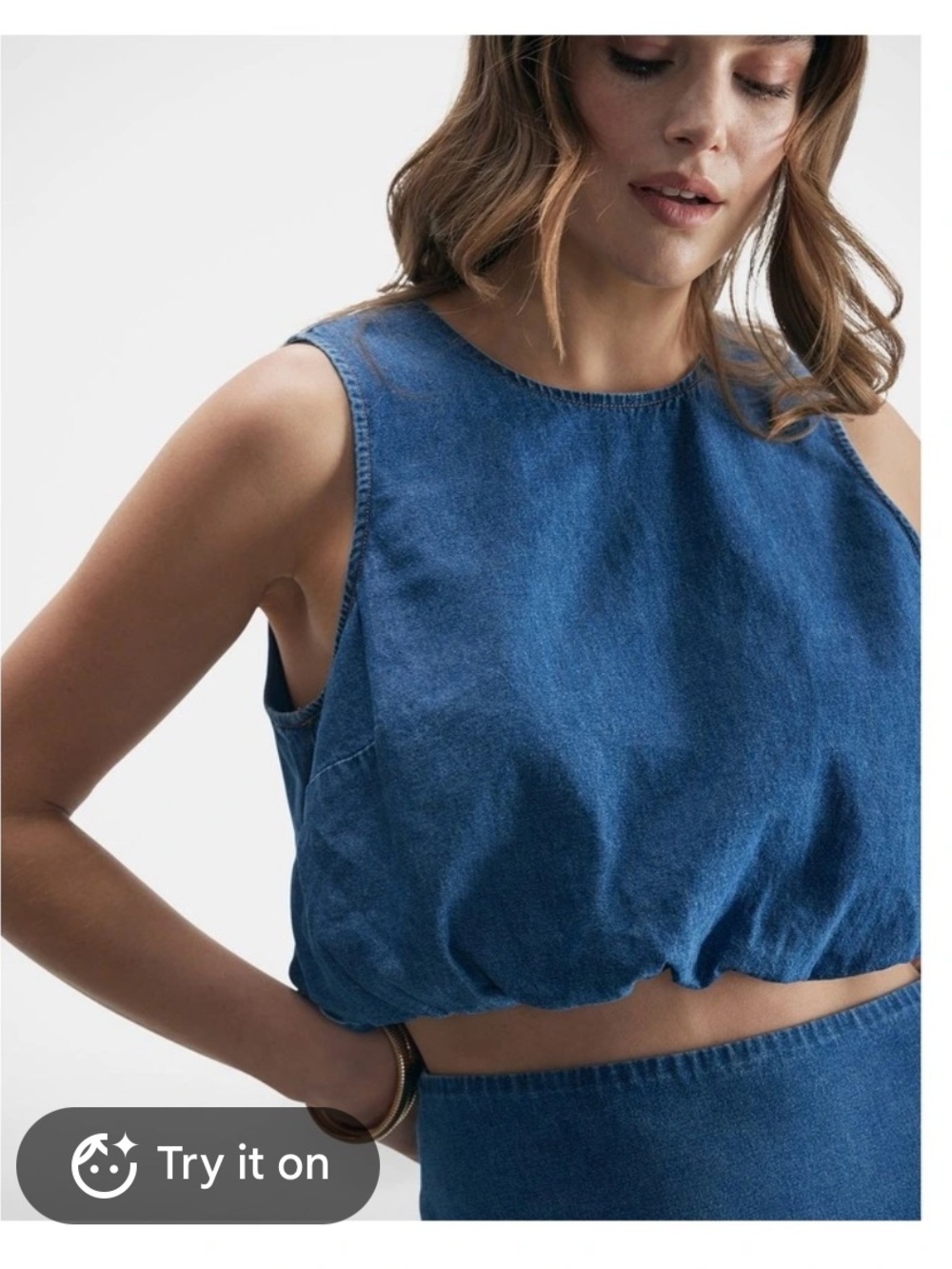 Wilfred Denim Crop Top in Blue Wash